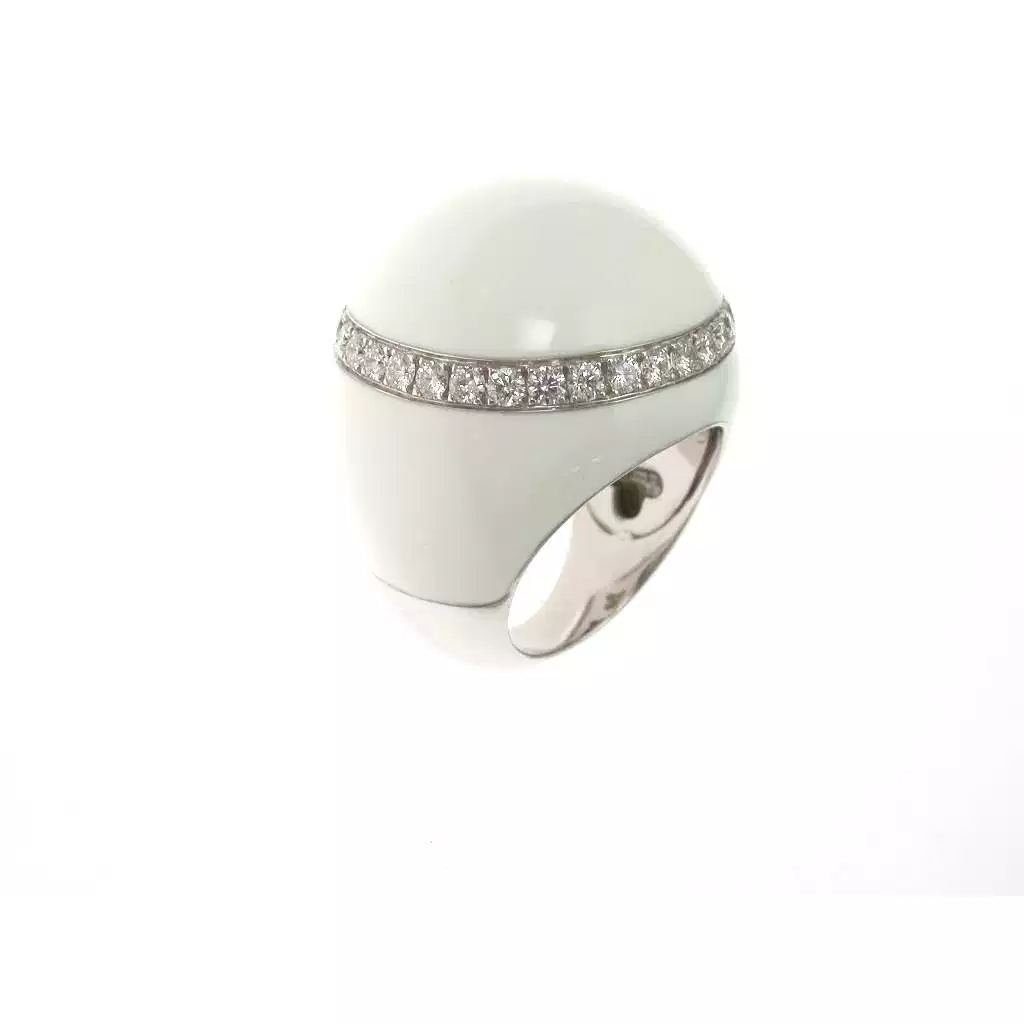 Anello Cupola Bianca Oro Bianco e Diamanti