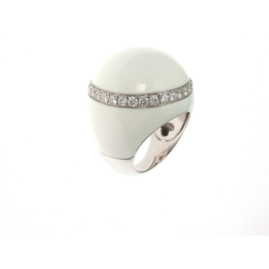 White Dome Ring in Yellow and White Gold and Diamonds