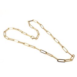 Collana Girocollo Catena Rolò Squadrata Ovale 45cm Oro Giallo