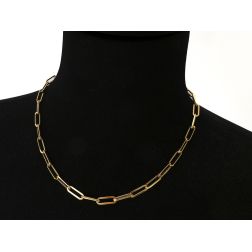 Collana Girocollo Catena Rolò Squadrata Ovale 45cm Oro Giallo