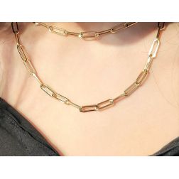 Collana - Laccio Catena Rolò Squadrata Ovale 89cm Oro Giallo foto indossata