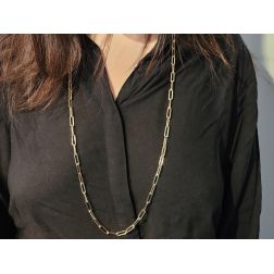 Collana - Laccio Catena Rolò Squadrata Ovale 89cm Oro Giallo foto indossata