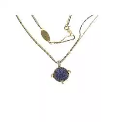 Sphere pendant Necklace with blue and white cubic zirconia