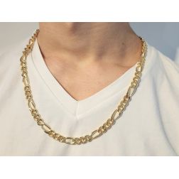 Photo of worn Solid Figaro Necklace 60 cm 18kts Gold