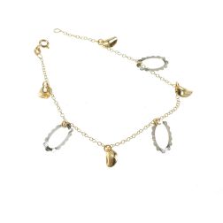 Bracciale con ciondoli ovali in oro giallo e bianco