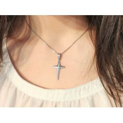 Croce conica lucida oro bianco 18kt