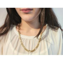 Photo of worn Solid Figaro Necklace 60 cm 18kts Gold
