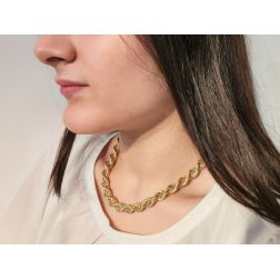 Photo of worn Yellow gold rope necklace with white gold venetian 45cm x 10mm