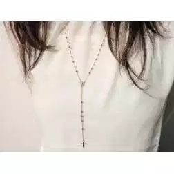 Collana Rosario Oro Giallo sfere 3mm foto indossata