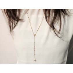 Rosary yellow gold Necklace sphere 3mm