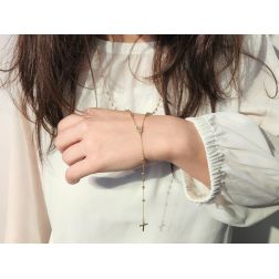 Rosary yellow gold Necklace sphere 3mm