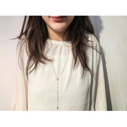Collana Rosario Oro Giallo sfere 3mm foto indossata