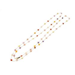 Long necklace with yellow gold multicolor stones