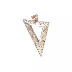 Ciondolo triangolare traforato oro rosa e bianco