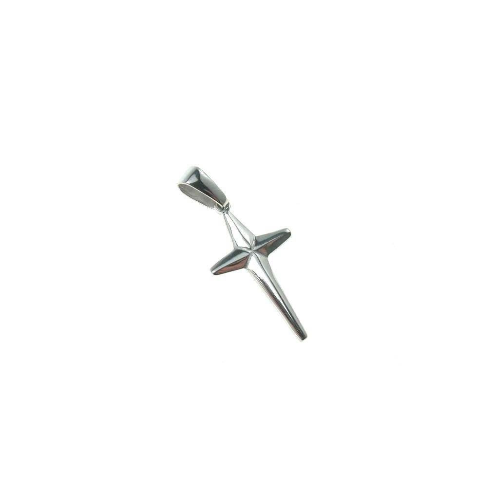 Croce conica lucida oro bianco 18kt