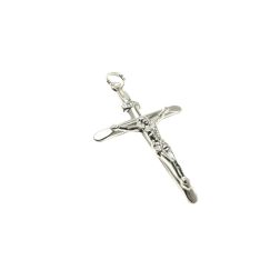 Croce Tronchetto in oro bianco con Cristo