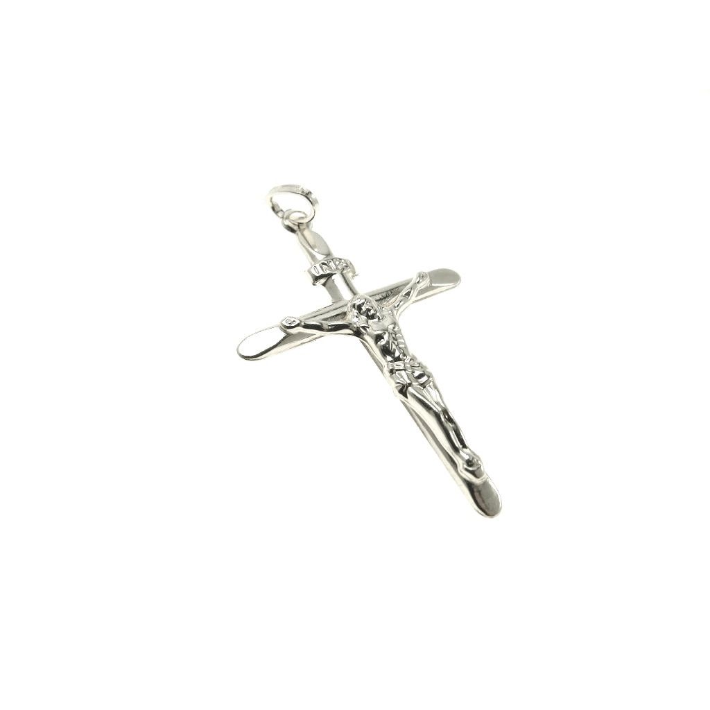 Tronchetto cross in white gold with Christ