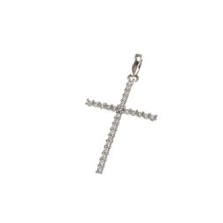 Croce con zirconi in oro bianco