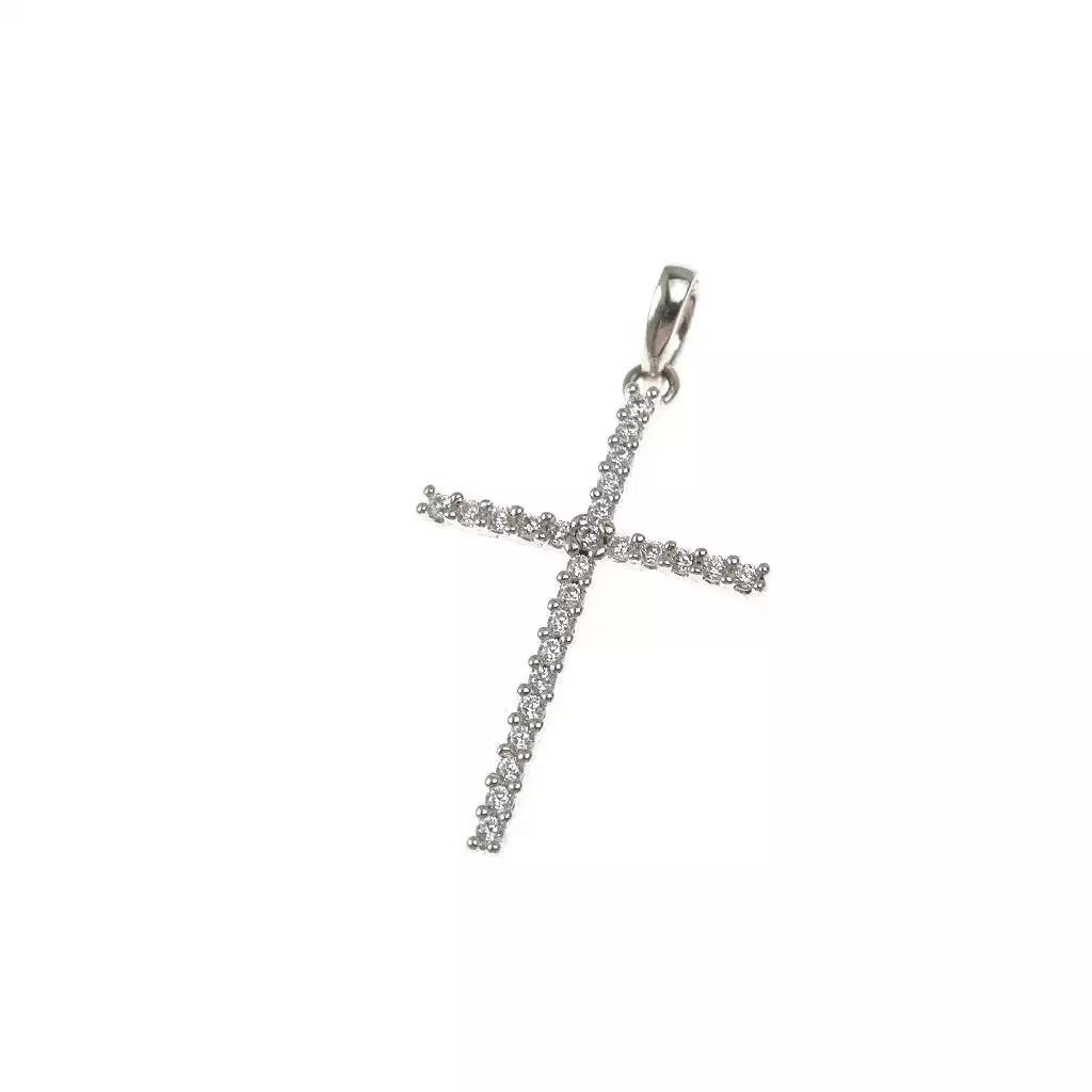Croce con zirconi in oro bianco