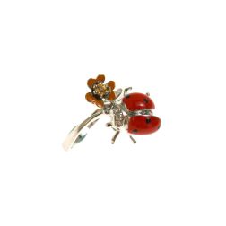 Anello Coccinella fiore Arancione