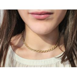 Yellow gold rope necklace with white gold venetian 45cm x 5.30mm