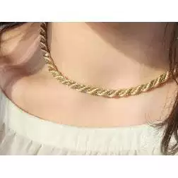 Corda in oro giallo con veneta in oro bianco 45cm x 5.30mm