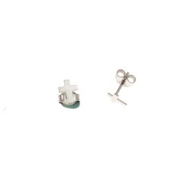 White Gold Cross Earrings