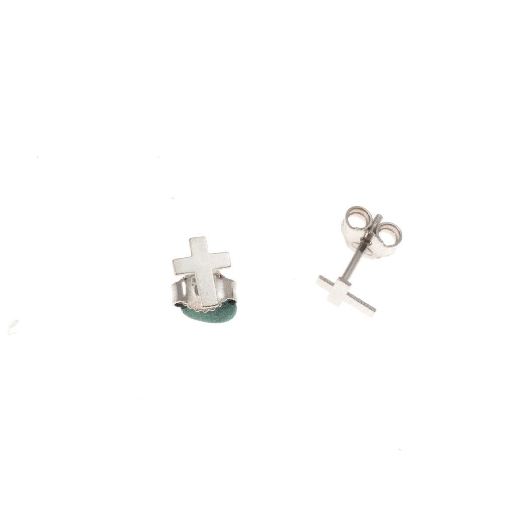 White Gold Cross Earrings