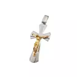 Ciondolo Croce satinata oro bianco con Cristo in oro giallo