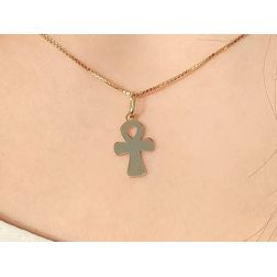 Croce Egizia del Nilo "Ankh" in Oro Giallo foto indossata
