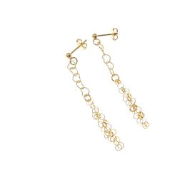 Heart-shaped chain pendant earrings yellow gold