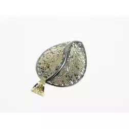 Yellow and white gold holed almond shape charm