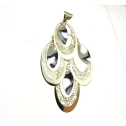 Yellow and white gold holed almond shape charm
