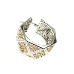 White and rose gold holed octagonal hoops
