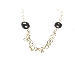 Collana Catena Infinito oro giallo con maglia marinara in legno