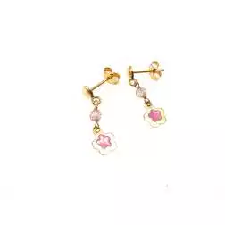 Orecchini Fiore con smalto e pietra rosa