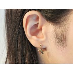 5 Star Pendant Earrings 1 Lobe Yellow Gold