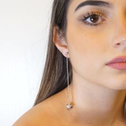Photo of worn Star and Diamond Pendant Earrings