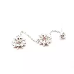 Orecchini Pendenti Double Flower Rubini e Diamanti