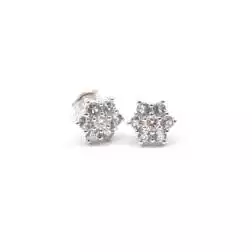Aquamarine and Diamond Flower Earrings