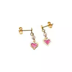Orecchini Cuore con smalto e pietra rosa