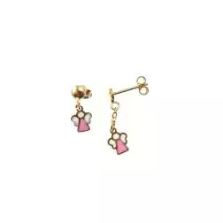 Orecchini Angioletto smalto rosa e bianco