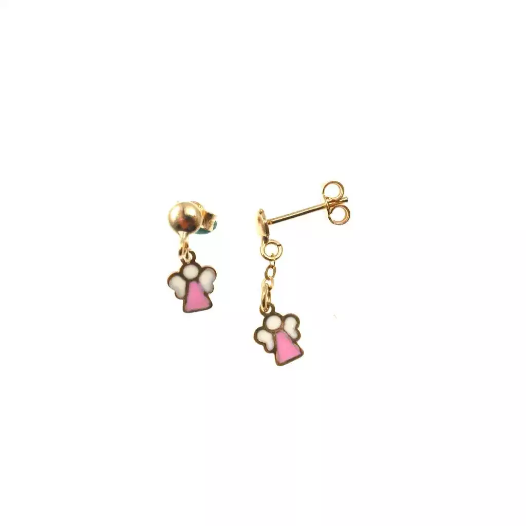 Orecchini Angioletto smalto rosa e bianco