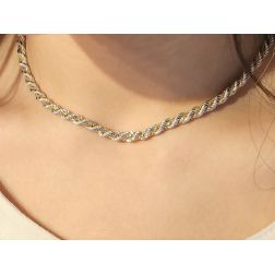 White gold rope necklace with yellow gold venetian 40cm x 4.50mm