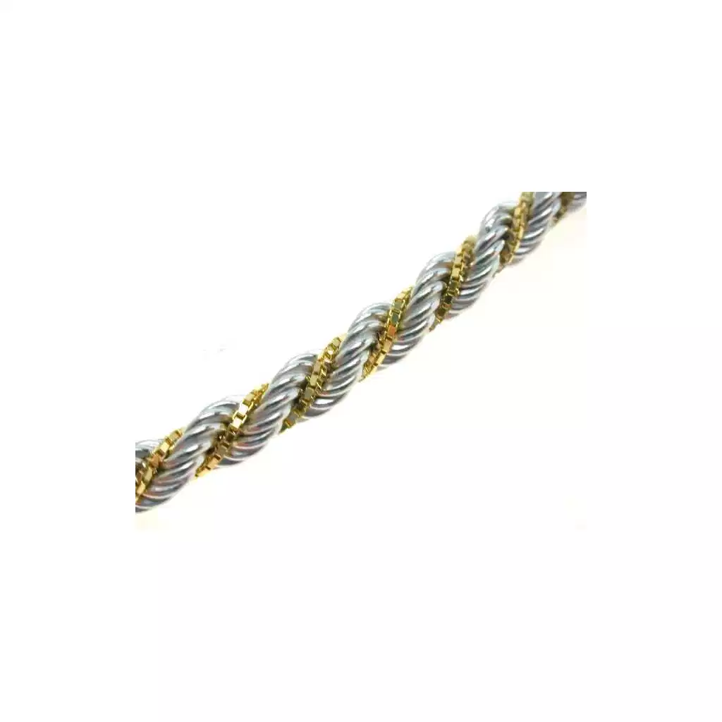 Corda in oro bianco con veneta in oro giallo 40cm x 4.50mm