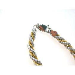 Corda in oro bianco con veneta in oro giallo 50cm x 4.50mm