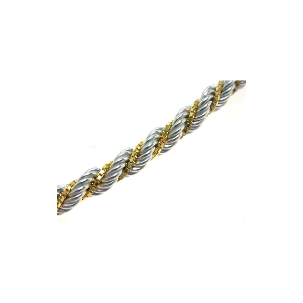 Corda in oro bianco con veneta in oro giallo 50cm x 4.50mm