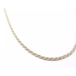 Corda in oro bianco con veneta in oro giallo 50cm x 4.50mm