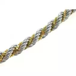 Corda in oro bianco con veneta in oro giallo 55cm x 4.50mm