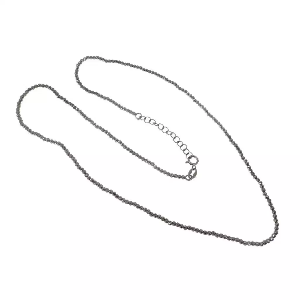 Collana Girocollo sfere diamantate sfaccettate oro 18kt con rutenio